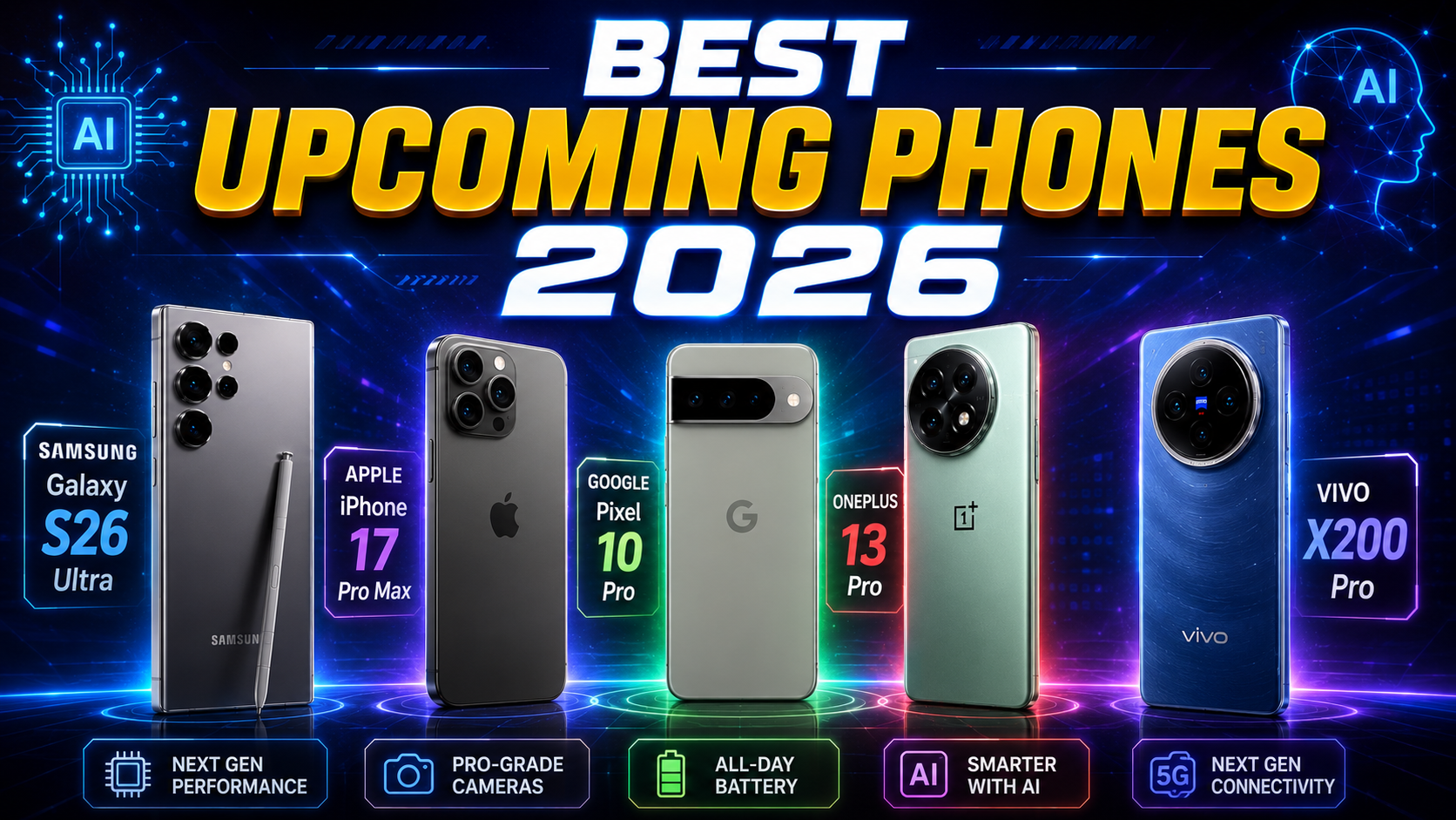Upcoming Samsung, Apple, Google, OnePlus, and Vivo Smartphones in 2026